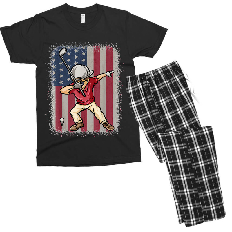 Funny Dabbing Golf Player American Flag Golfer Golfing Men's T-shirt Pajama Set | Artistshot