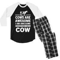 Funny Cows Are Awesome I Am Awesome Therefore I Am A Cow Premium Men's 3/4 Sleeve Pajama Set | Artistshot