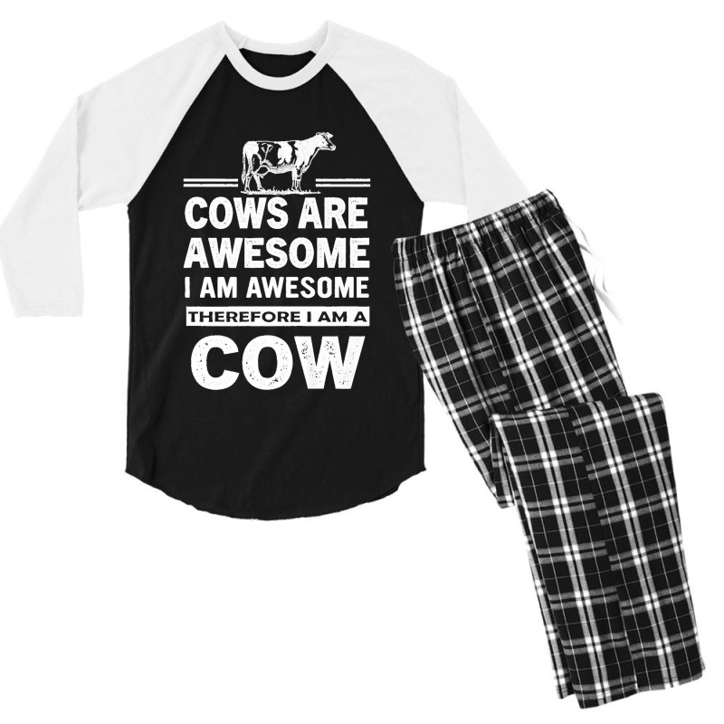 Funny Cows Are Awesome I Am Awesome Therefore I Am A Cow Premium Men's 3/4 Sleeve Pajama Set | Artistshot