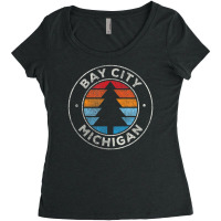 Bay City Michigan Mi Vintage Retro 70s Women's Triblend Scoop T-shirt | Artistshot