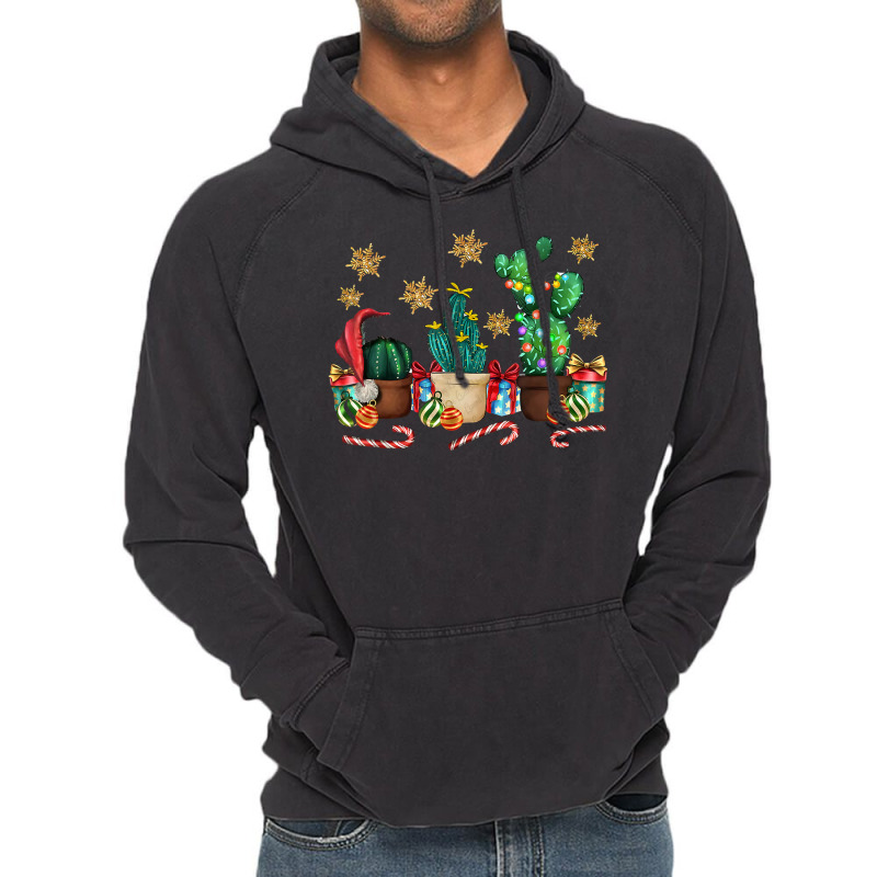 Merry Christmas Lights Cactus Christmas Cactus Lover T Shirt Vintage Hoodie | Artistshot