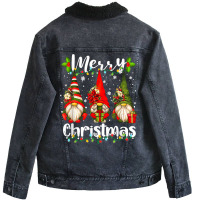 Merry Christmas Lights Gnome Pajamas Funny Family Christmas T Shirt Unisex Sherpa-lined Denim Jacket | Artistshot