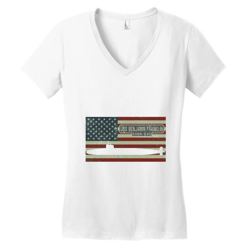 Uss Benjamin Franklin Ssbn 640 Fleet Ballistic Missile Submarine Women's V-Neck T-Shirt by kudaponijengkulit | Artistshot