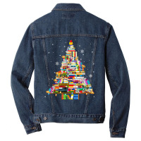 Christmas Library Tree Lights For Librarian And Book Lover T Shirt Men Denim Jacket | Artistshot