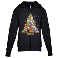 Christmas Library Tree Lights For Librarian And Book Lover T Shirt Youth Zipper Hoodie | Artistshot