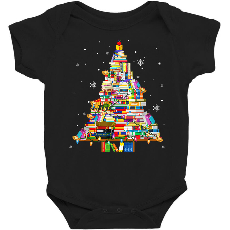 Christmas Library Tree Lights For Librarian And Book Lover T Shirt Baby Bodysuit by erinlorrai | Artistshot