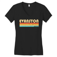 Evanston Il Illinois City Home Roots Retro 70s 80s Women's V-neck T-shirt | Artistshot