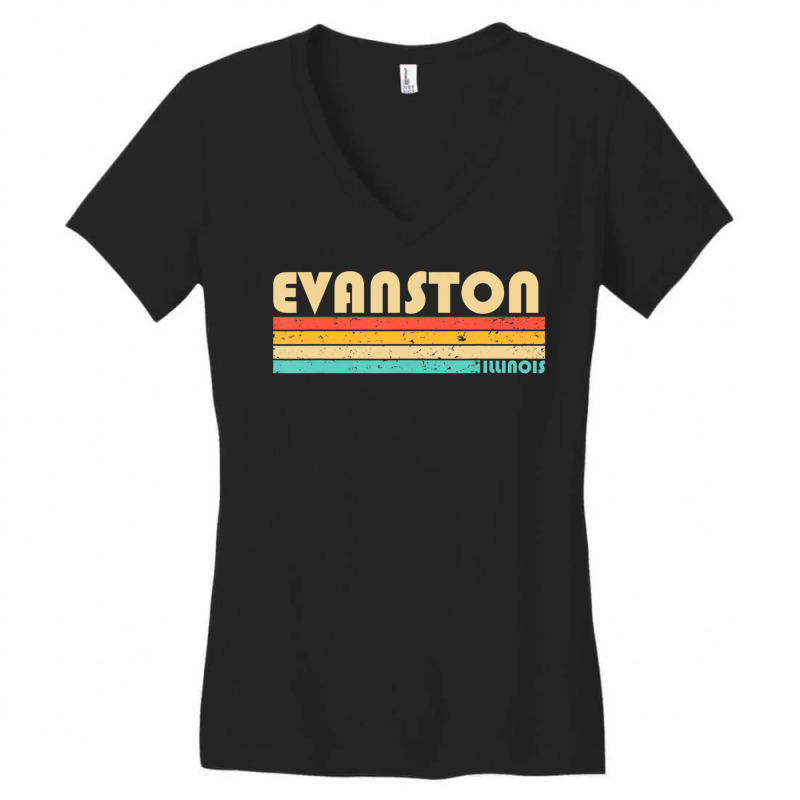 Evanston Il Illinois City Home Roots Retro 70s 80s Women's V-Neck T-Shirt by hongquangd | Artistshot