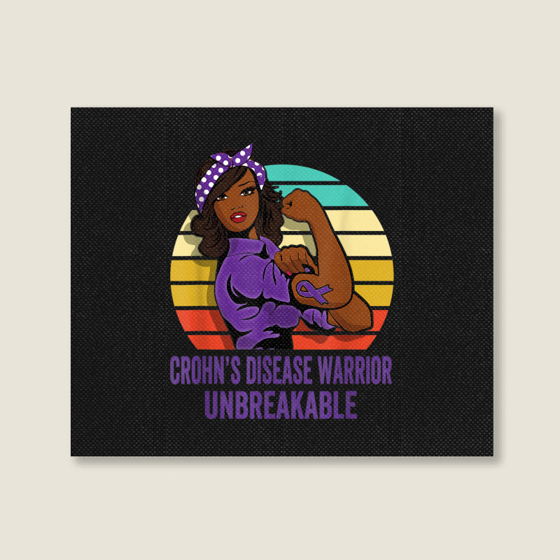 Crohn's Disease Warrior Shirt Unbreakable Landscape Canvas Print | Artistshot