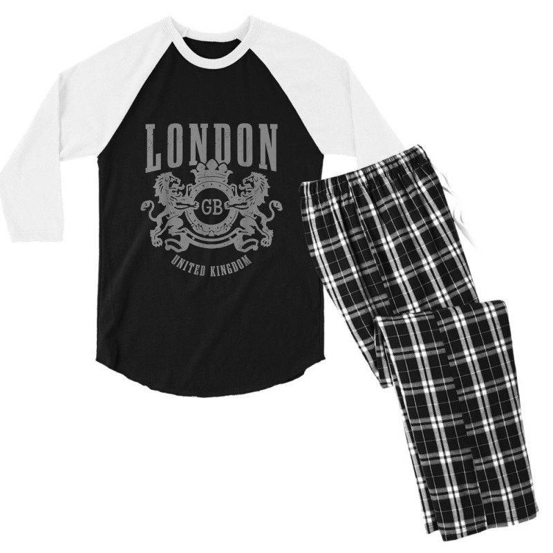 London Uk Vintage Gb England Great Britain United Kingdom Men's 3/4 Sleeve Pajama Set | Artistshot