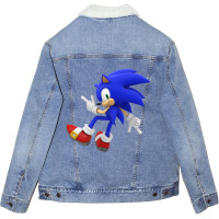 Classic Blue Super Hedgehog Unisex Sherpa-lined Denim Jacket | Artistshot