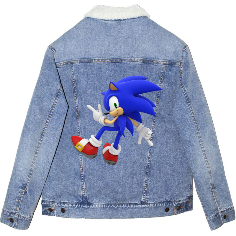 Classic Blue Super Hedgehog Unisex Sherpa-Lined Denim Jacket by ElaineABernard | Artistshot