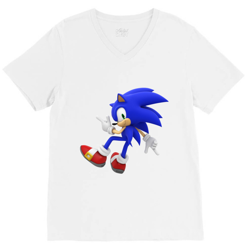 Classic Blue Super Hedgehog V-Neck Tee by ElaineABernard | Artistshot