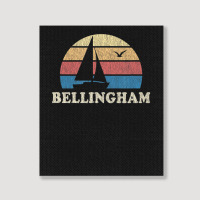 Bellingham Wa Vintage Sailboat 70s Throwback Sunset Portrait Canvas Print | Artistshot