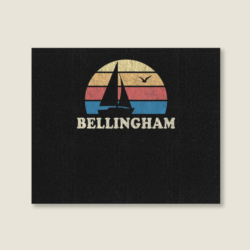 Bellingham Wa Vintage Sailboat 70s Throwback Sunset Landscape Canvas Print | Artistshot