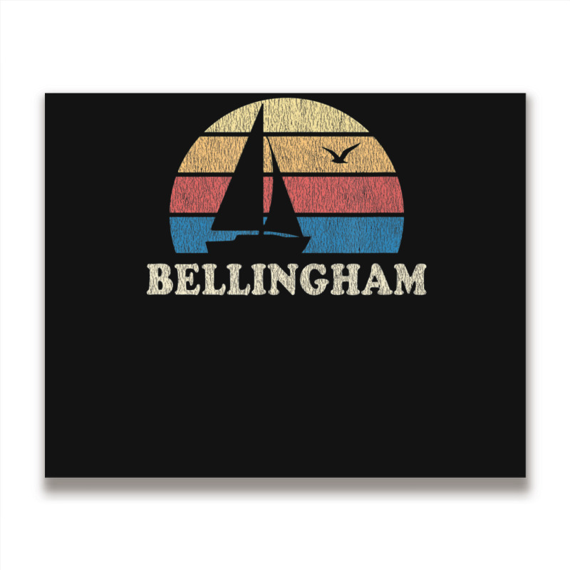 Bellingham Wa Vintage Sailboat 70s Throwback Sunset Metal Print Horizontal | Artistshot