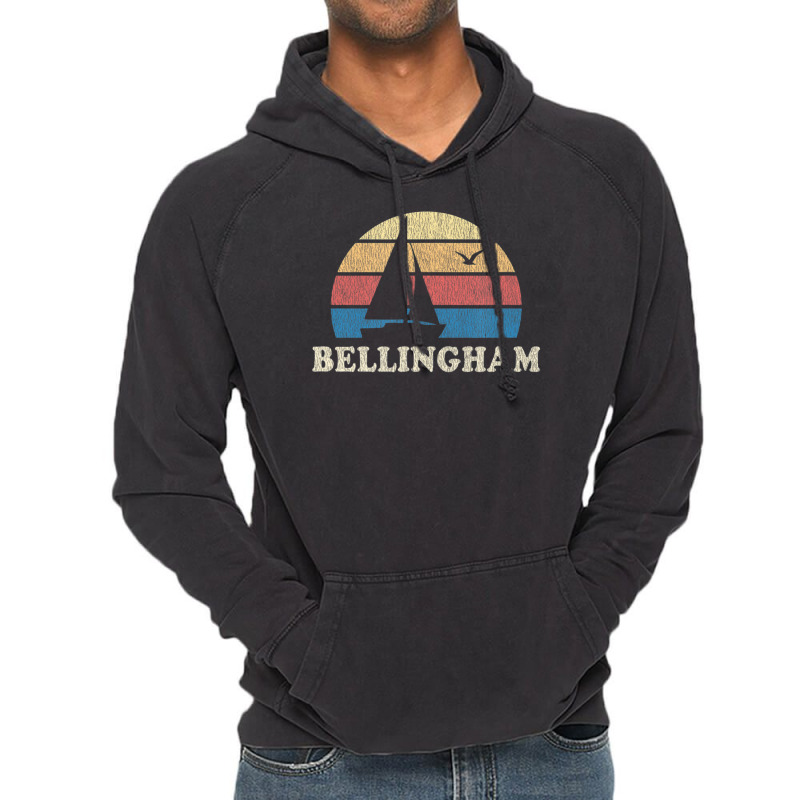 Bellingham Wa Vintage Sailboat 70s Throwback Sunset Vintage Hoodie | Artistshot