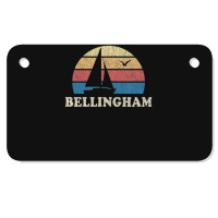 Bellingham Wa Vintage Sailboat 70s Throwback Sunset Motorcycle License Plate | Artistshot