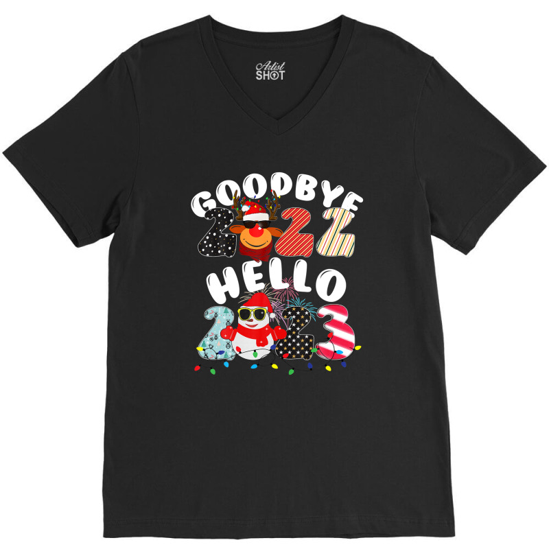 Goodbye 2022 Hello 2023 Cute Christmas Tee V-neck Tee | Artistshot