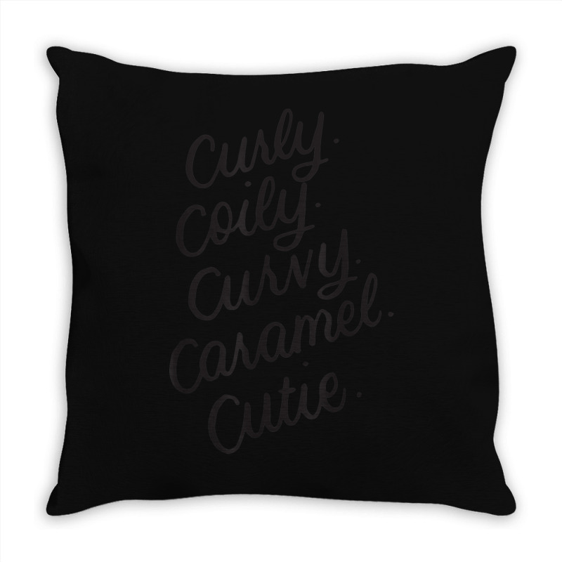 Curly Curvy Caramel Cutie Afro Melanin Goddess Girl Gifts _002 Throw Pillow | Artistshot