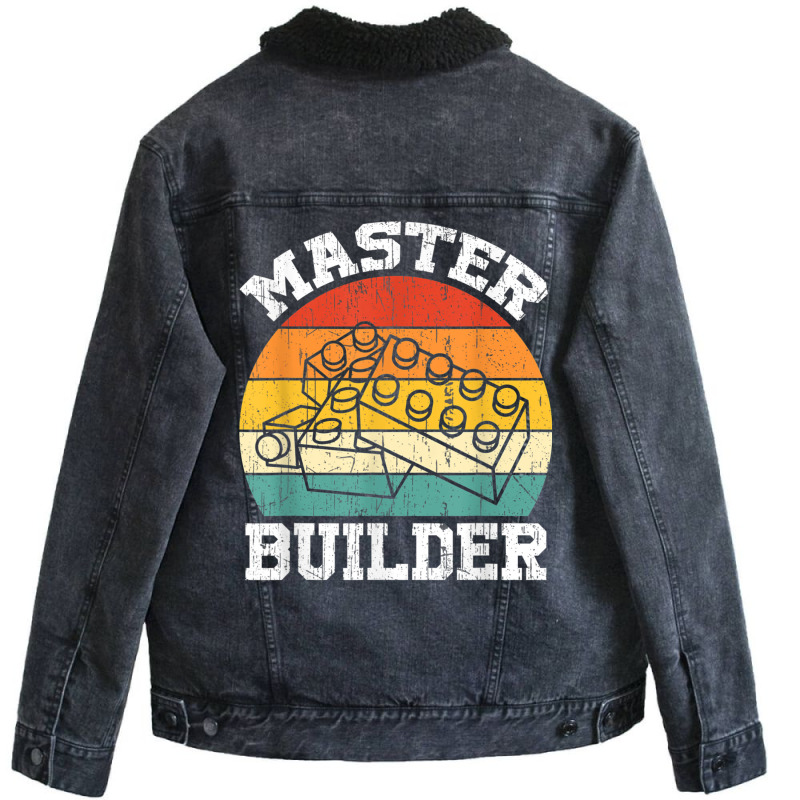 Master Builder Kids Building Blocks Brick Toy Master Builder 1 Unisex Sherpa-lined Denim Jacket | Artistshot