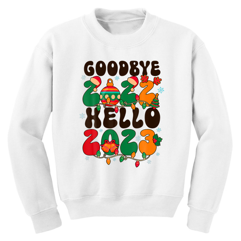 Goodbye 2022 Hello 2023 Retro Groovy Christmas New Year Youth Sweatshirt | Artistshot