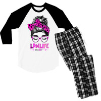 Lpn Life Nurse Women Messy Bun Leopard Rn Cna Lpn Healthcare T Shirt Men's 3/4 Sleeve Pajama Set | Artistshot