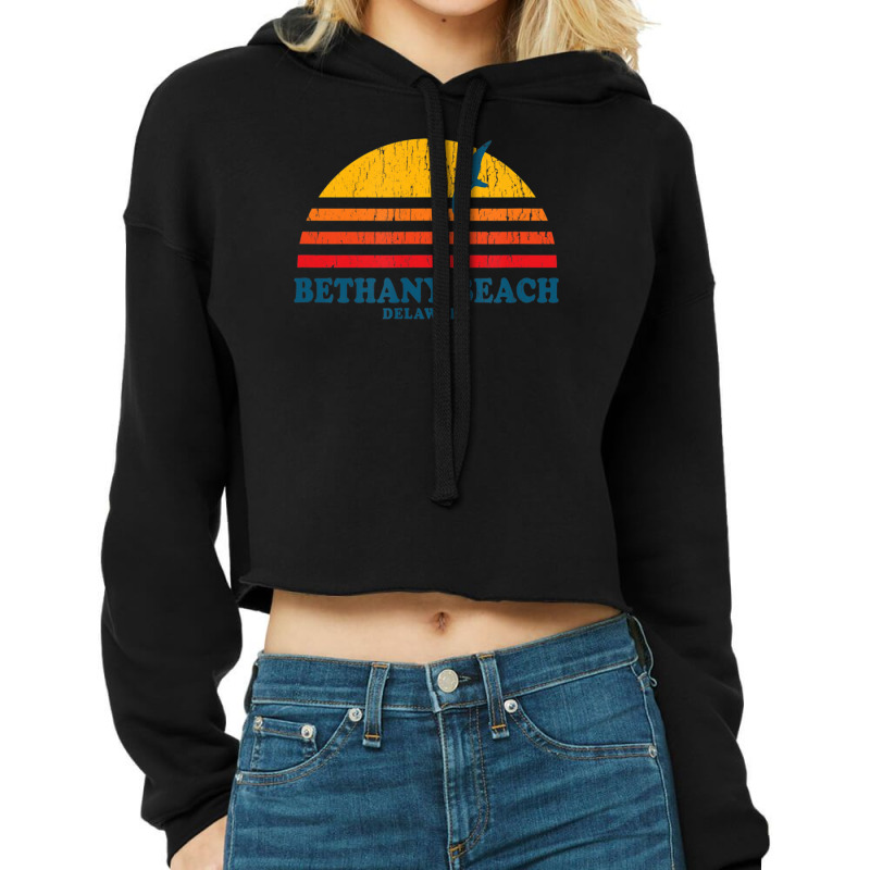 Bethany Beach Delaware De Vintage 70s Cropped Hoodie | Artistshot