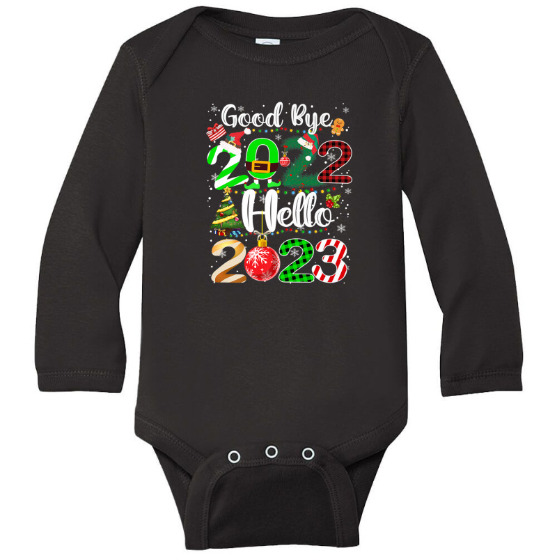 Goodbye 2022 Hello 2023 Cute Christmas Tee Long Sleeve Baby Bodysuit | Artistshot