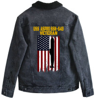 Uss Aspro Ssn 648 Submarine Veterans Day Father's Day Raglan Baseball Unisex Sherpa-lined Denim Jacket | Artistshot