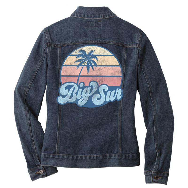 Big Sur California Ca Vintage 70s Retro Surfer Ladies Denim Jacket by michaelyounger19 | Artistshot