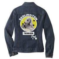 Bedlington Terrier Dog Dad Ladies Denim Jacket | Artistshot