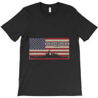 Uss North Carolina Bb 55 Us Navy Battleship Vintage American Flag Gift T-shirt | Artistshot