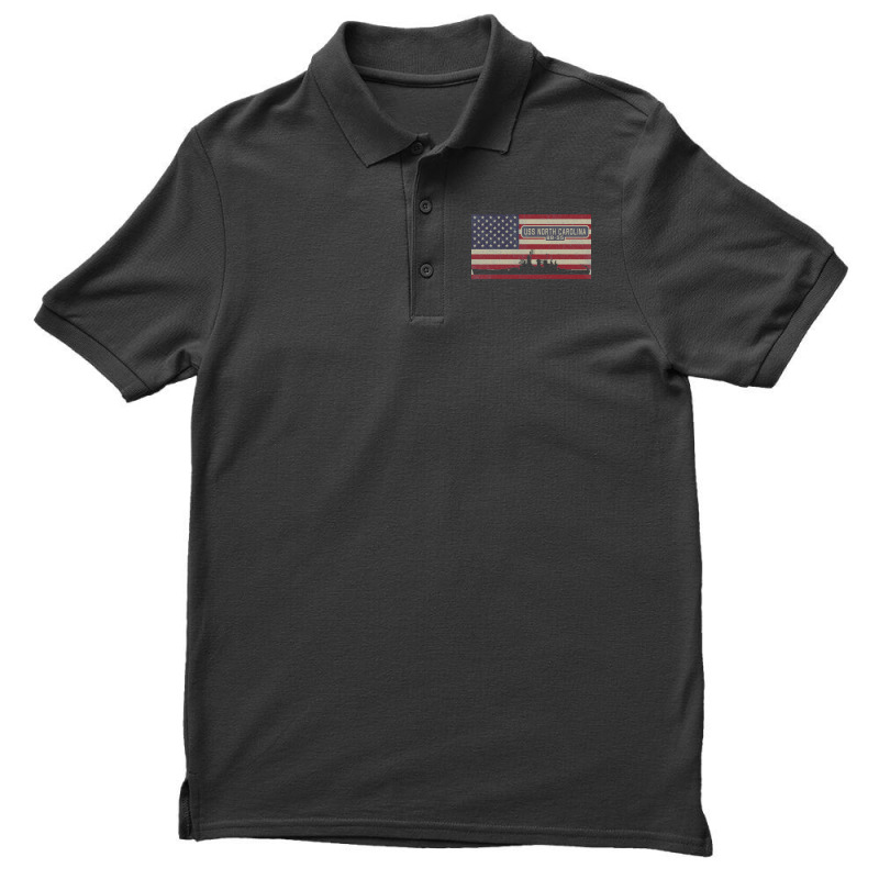 Uss North Carolina Bb 55 Us Navy Battleship Vintage American Flag Gift Men's Polo Shirt | Artistshot