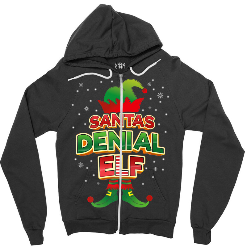 Denial Elf Christmas Zipper Hoodie by kakashop | Artistshot