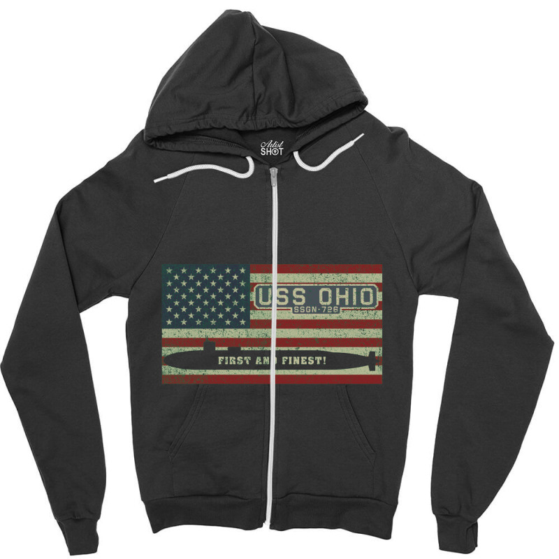 Uss Ohio Ssgn 726 Ballistic Missile Submarine American Flag Gift Zipper Hoodie | Artistshot