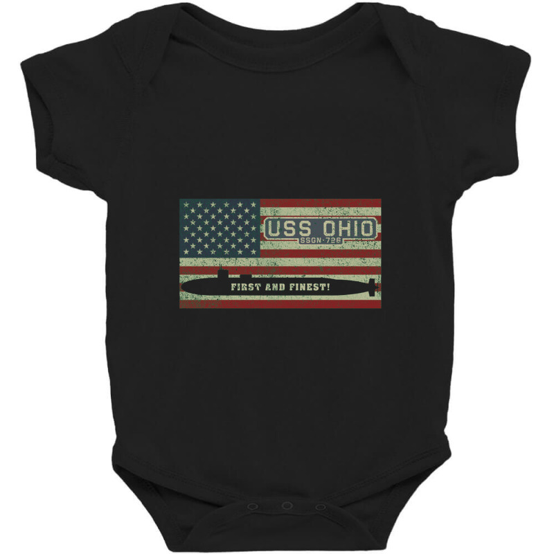 Uss Ohio Ssgn 726 Ballistic Missile Submarine American Flag Gift Baby Bodysuit by kudaponijengkulit | Artistshot