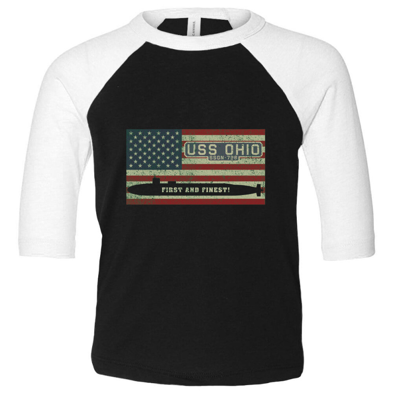 Uss Ohio Ssgn 726 Ballistic Missile Submarine American Flag Gift Toddler 3/4 Sleeve Tee by kudaponijengkulit | Artistshot