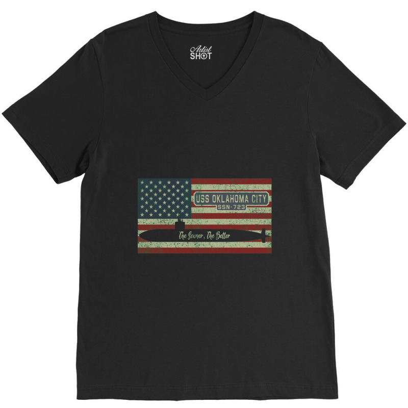 Uss Oklahoma City Ssn 723 Los Angeles–class Fast Attack Submarine V-neck Tee | Artistshot