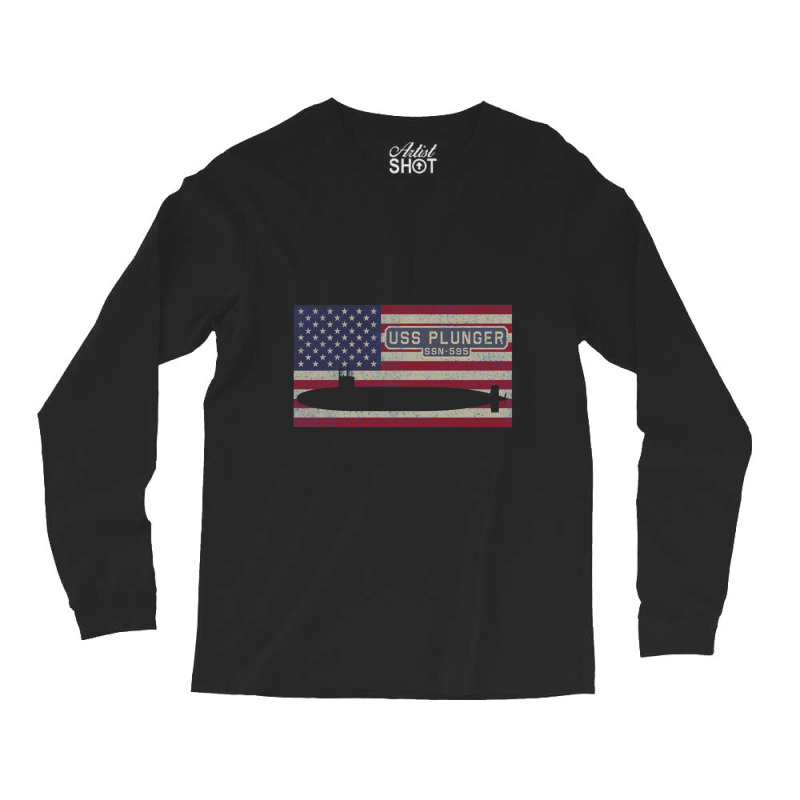 Uss Plunger Ssn 595 Nuclear Submarine Vintage American Flag Gift Long Sleeve Shirts | Artistshot