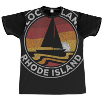 Block Island Rhode Island Vintage Sailboat 70s Retro Sunset Graphic T-shirt | Artistshot