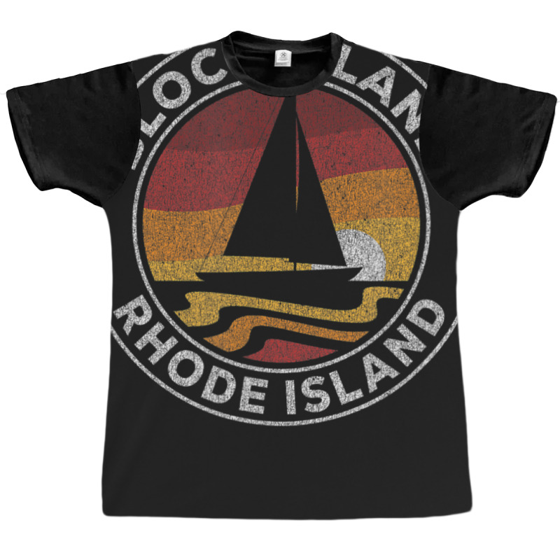 Block Island Rhode Island Vintage Sailboat 70s Retro Sunset Graphic T-shirt by michaelyounger19 | Artistshot