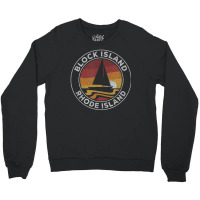 Block Island Rhode Island Vintage Sailboat 70s Retro Sunset Crewneck Sweatshirt | Artistshot