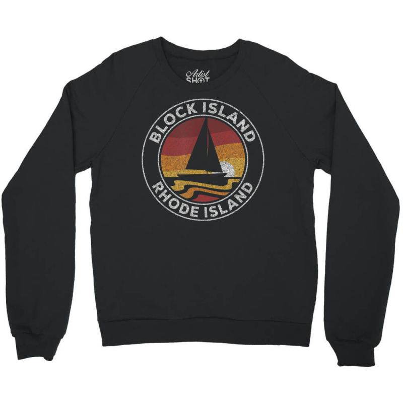 Block Island Rhode Island Vintage Sailboat 70s Retro Sunset Crewneck Sweatshirt by michaelyounger19 | Artistshot