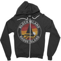 Block Island Rhode Island Vintage Sailboat 70s Retro Sunset Zipper Hoodie | Artistshot