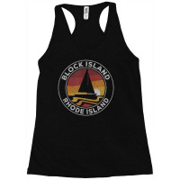 Block Island Rhode Island Vintage Sailboat 70s Retro Sunset Racerback Tank | Artistshot