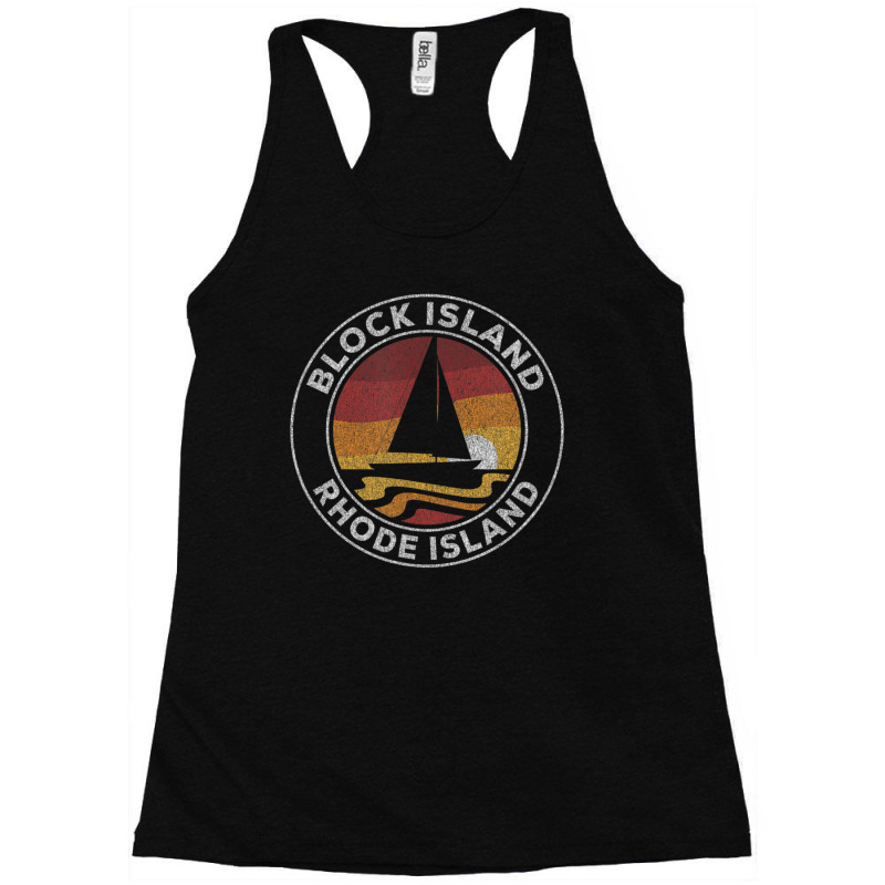 Block Island Rhode Island Vintage Sailboat 70s Retro Sunset Racerback Tank by michaelyounger19 | Artistshot