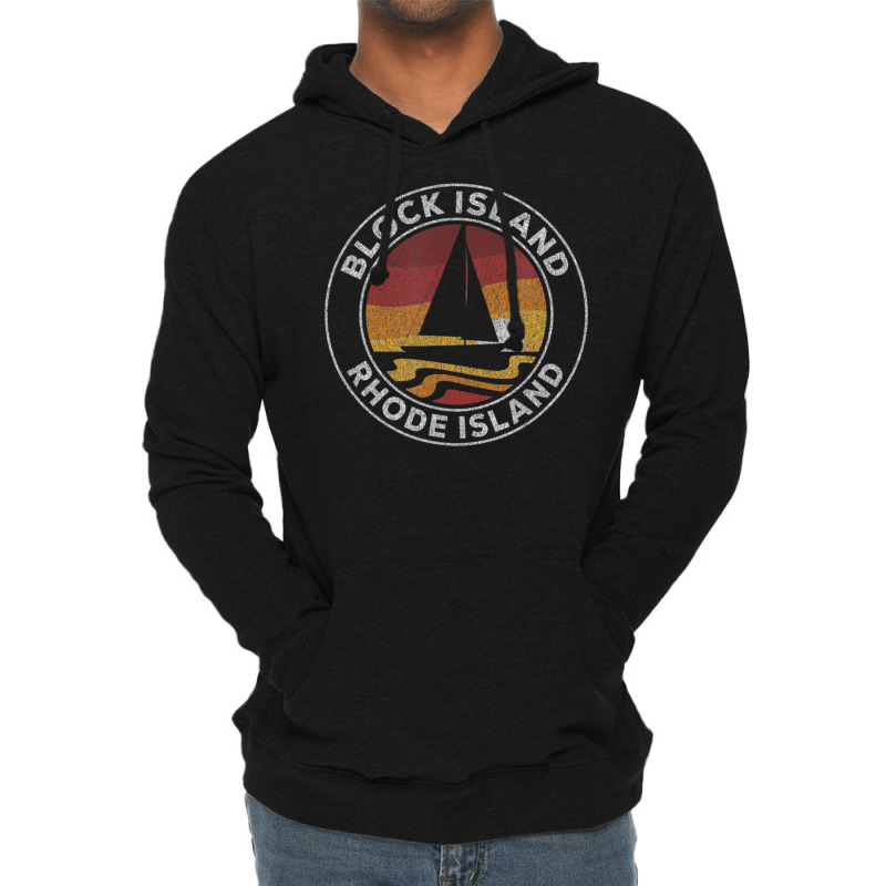 Block Island Rhode Island Vintage Sailboat 70s Retro Sunset Lightweight Hoodie by michaelyounger19 | Artistshot