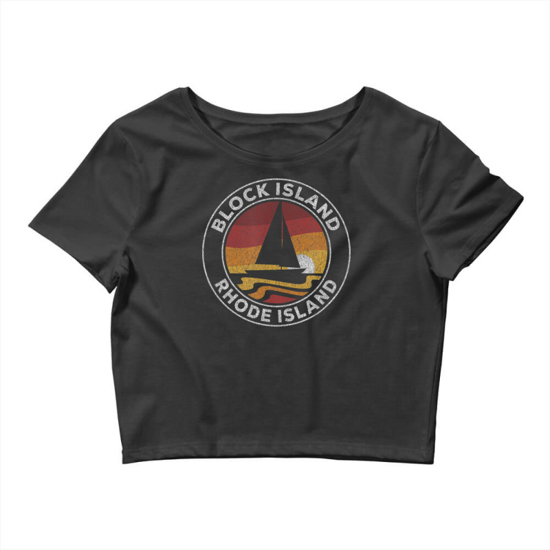 Block Island Rhode Island Vintage Sailboat 70s Retro Sunset Crop Top by michaelyounger19 | Artistshot