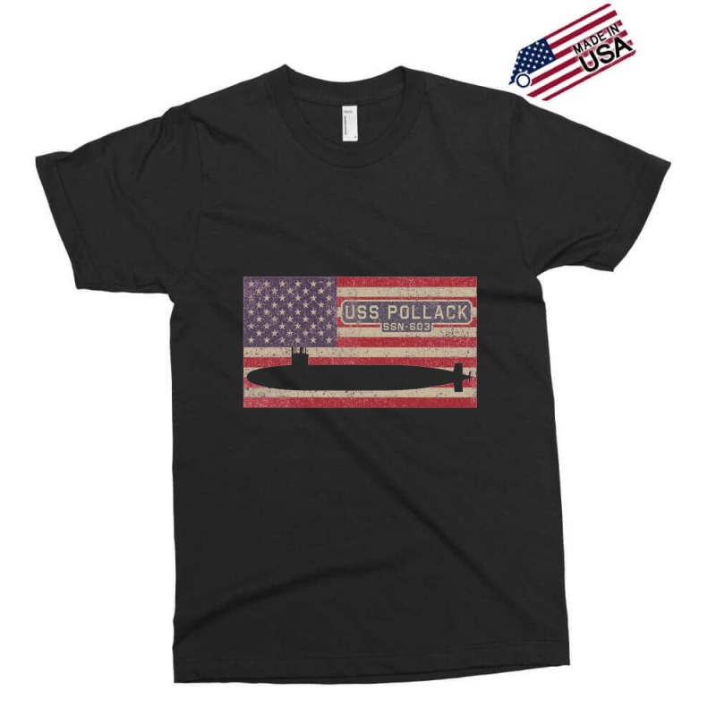 Uss Pollack Ssn 603 Nuclear Submarine Vintage American Flag Gift Exclusive T-shirt | Artistshot